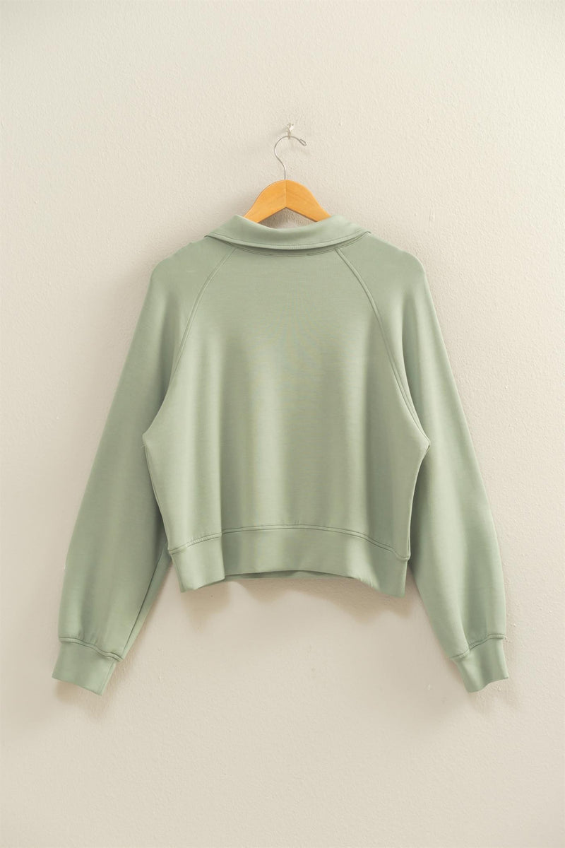 Jovie Half Zip Knit Sweatshirt, Sage Green
