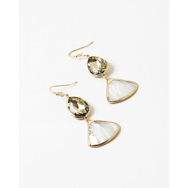Clara Shell Dangle Earrings, Topaz/White Shell