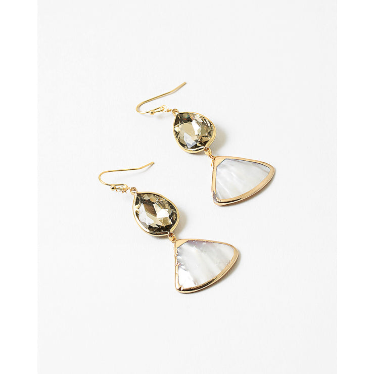 Clara Shell Dangle Earrings, Topaz/White Shell