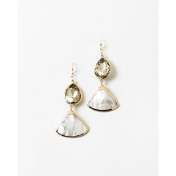 Clara Shell Dangle Earrings, Topaz/White Shell