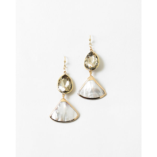 Clara Shell Dangle Earrings, Topaz/White Shell