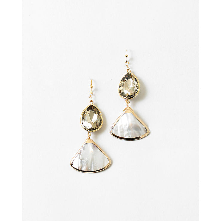 Clara Shell Dangle Earrings, Topaz/White Shell