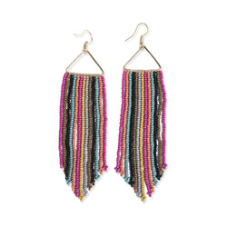 Emilie Beaded Fringe Earring, Muted Rainbow | Ink + Alloy