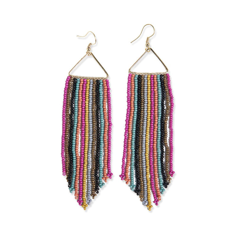 Emilie Beaded Fringe Earring, Muted Rainbow | Ink + Alloy