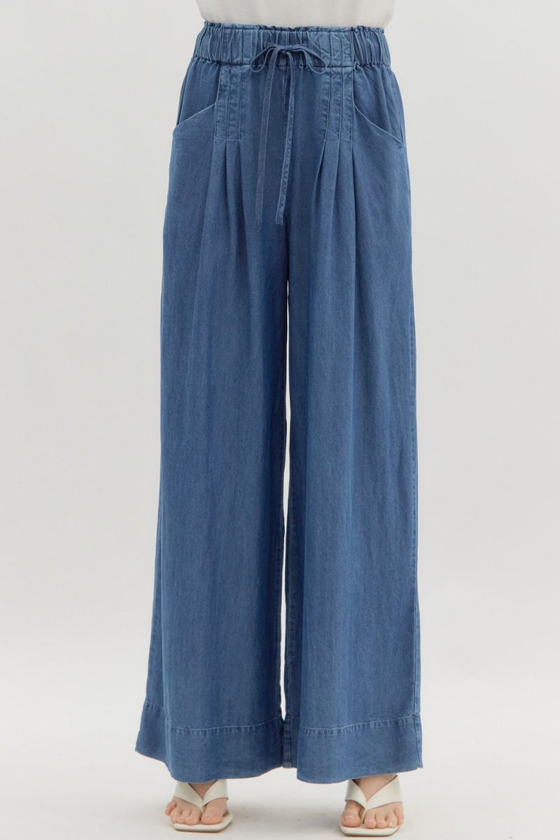 Eugenia Wide Leg Pants, Denim Blue