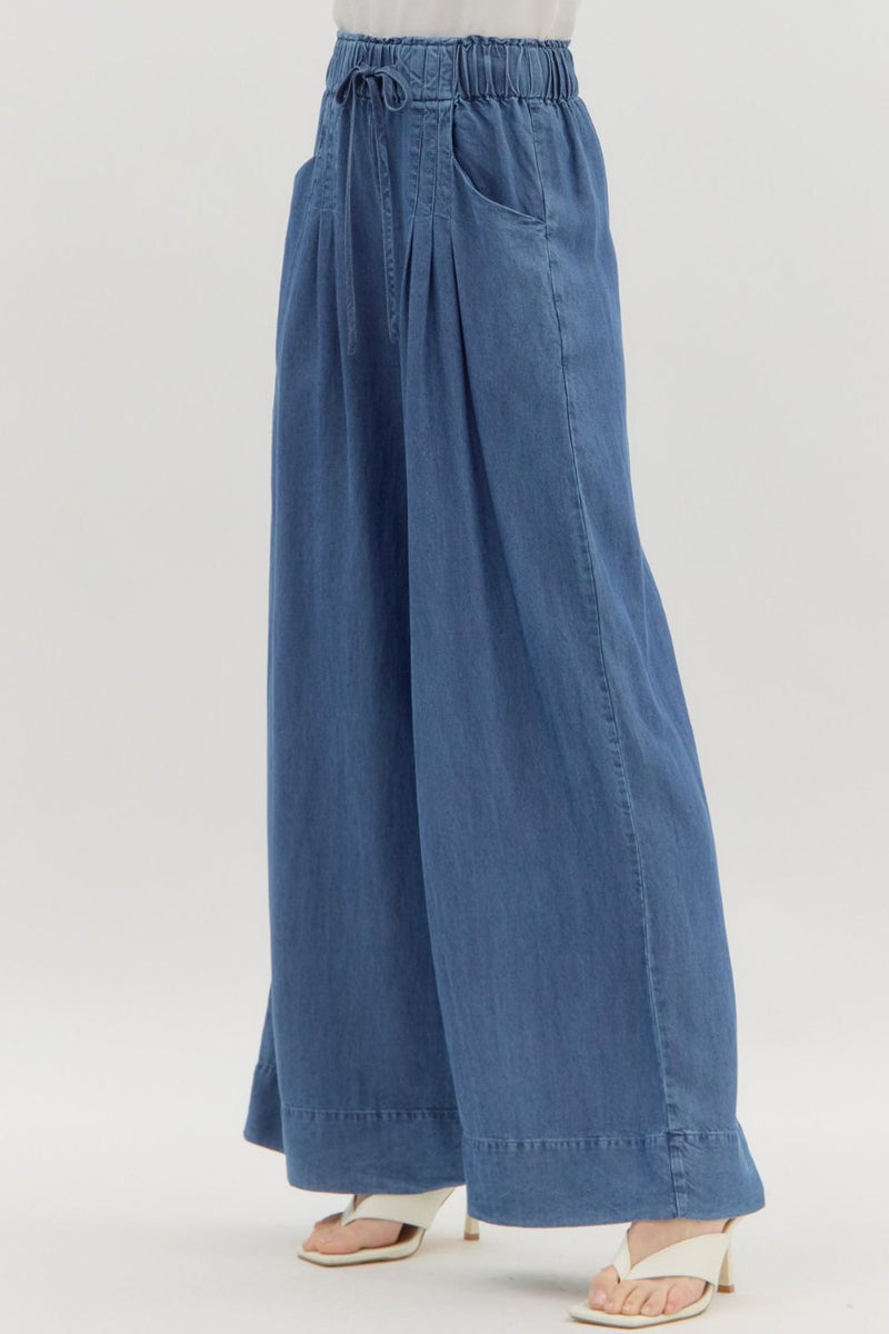 Eugenia Wide Leg Pants, Denim Blue