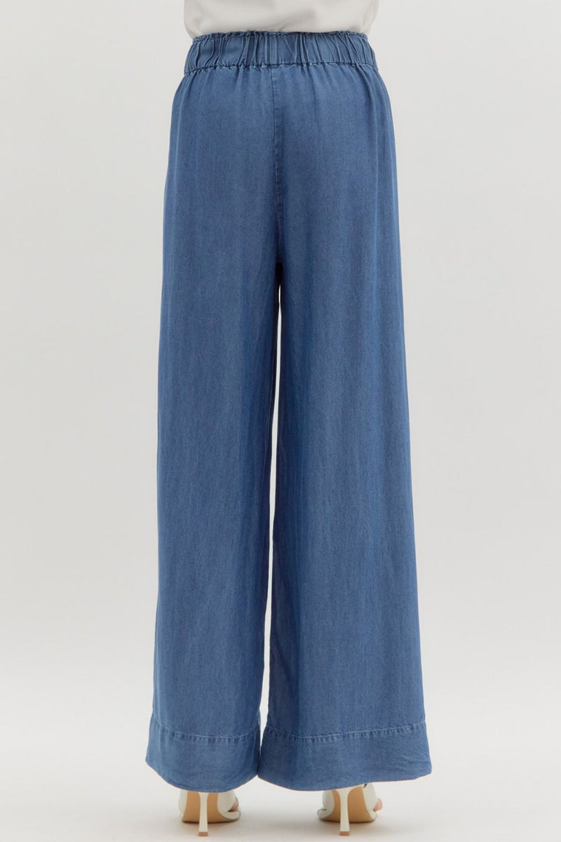 Eugenia Wide Leg Pants, Denim Blue