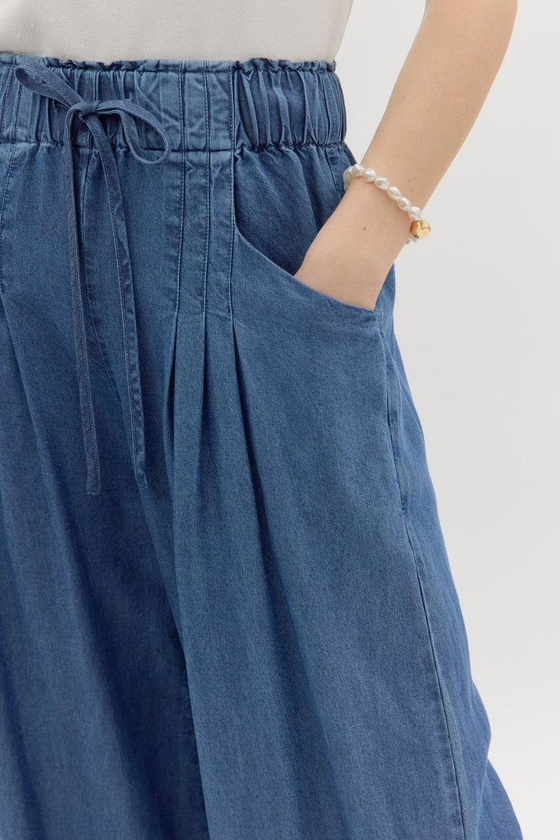 Eugenia Wide Leg Pants, Denim Blue