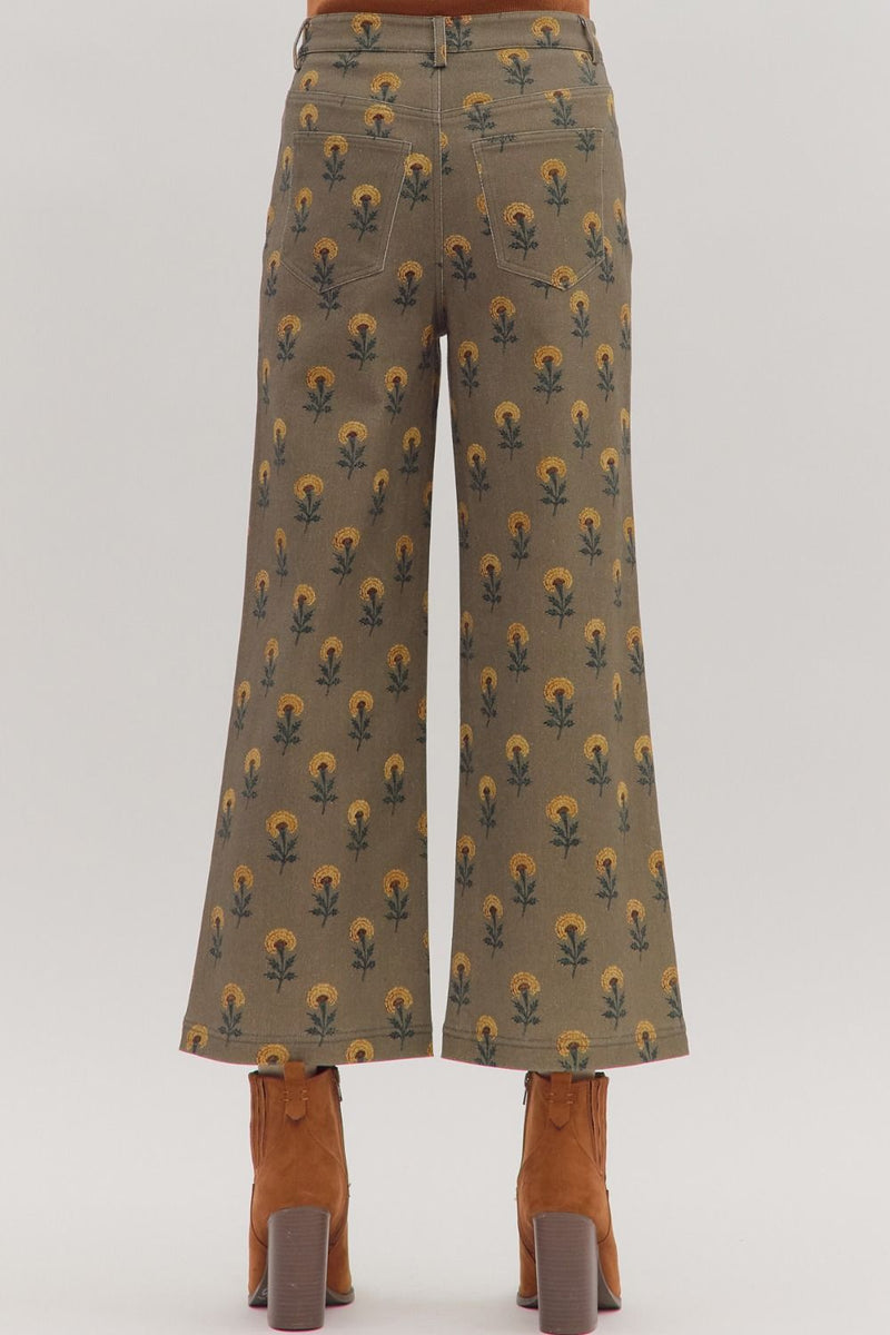 Bethany Printed Wide Leg Pant, Olive