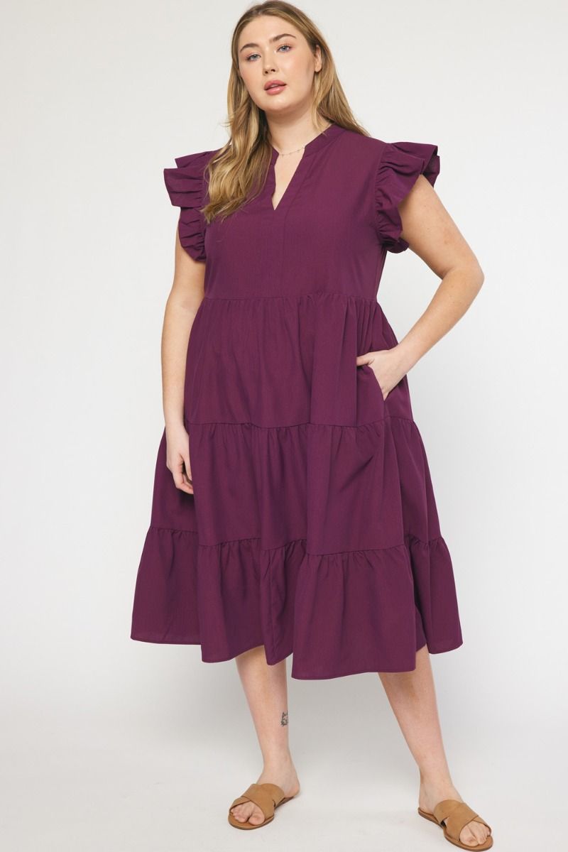 Ivy Moon Midi Dress, Eggplant | Extended Sizes
