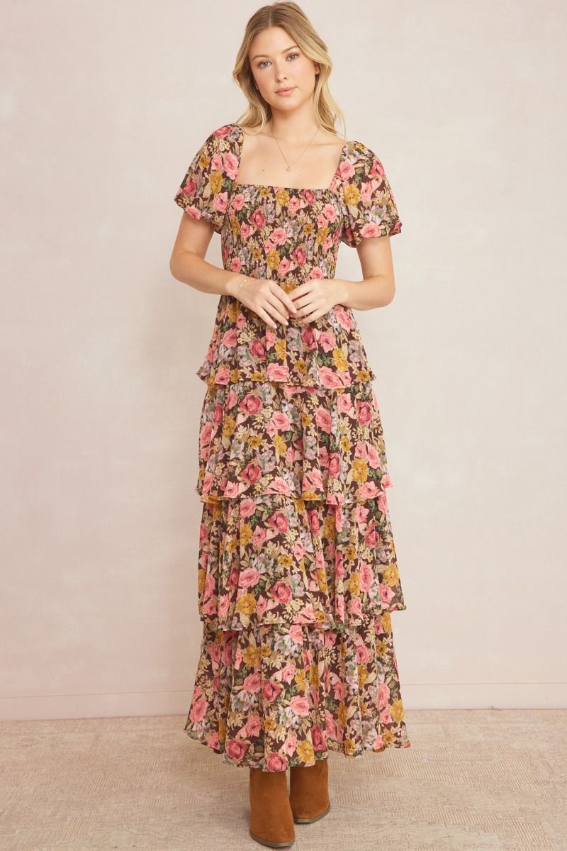 Frenzy Floral Maxi Dress, Brown