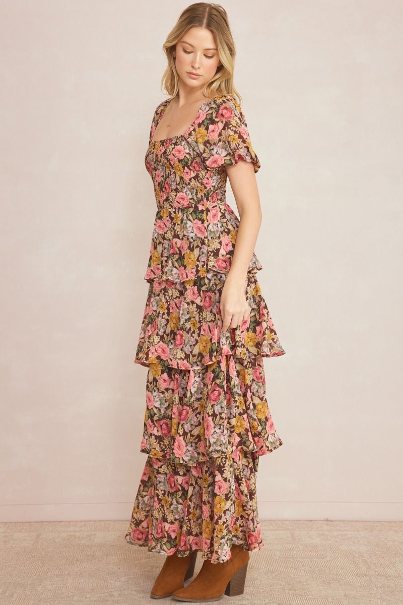 Frenzy Floral Maxi Dress, Brown