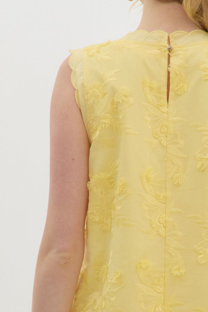 Cali 3D Floral Applique Mini Dress, Lemon