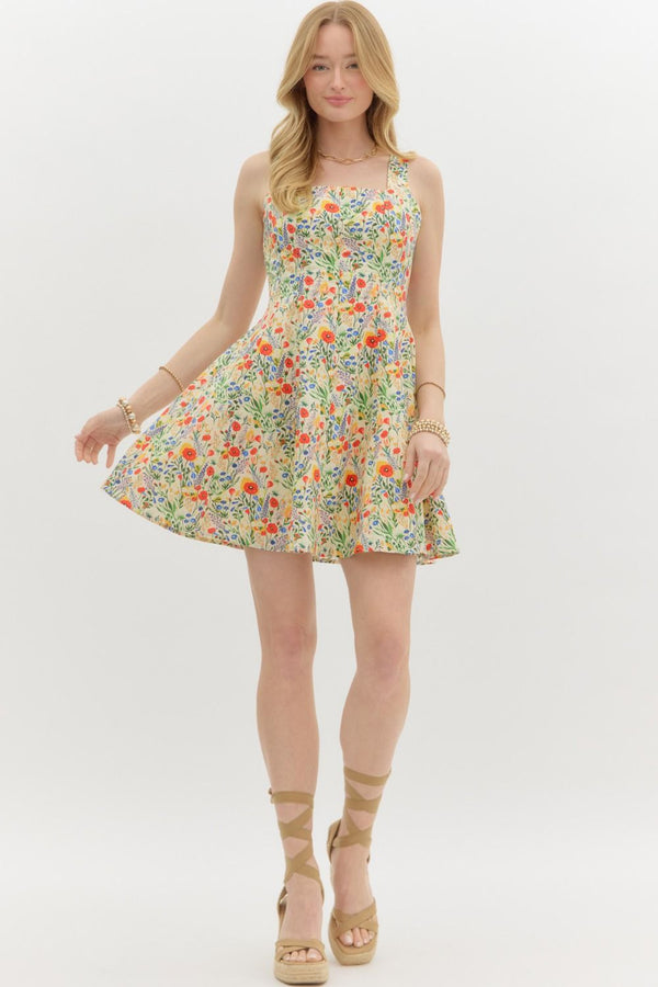 Keira Floral Fit & Flare Mini Dress, Multi
