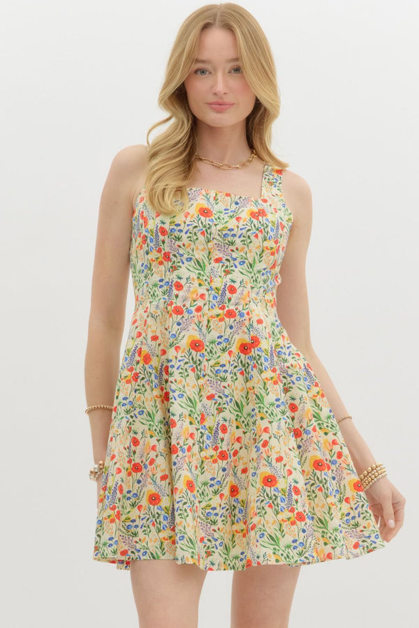 Keira Floral Fit & Flare Mini Dress, Multi