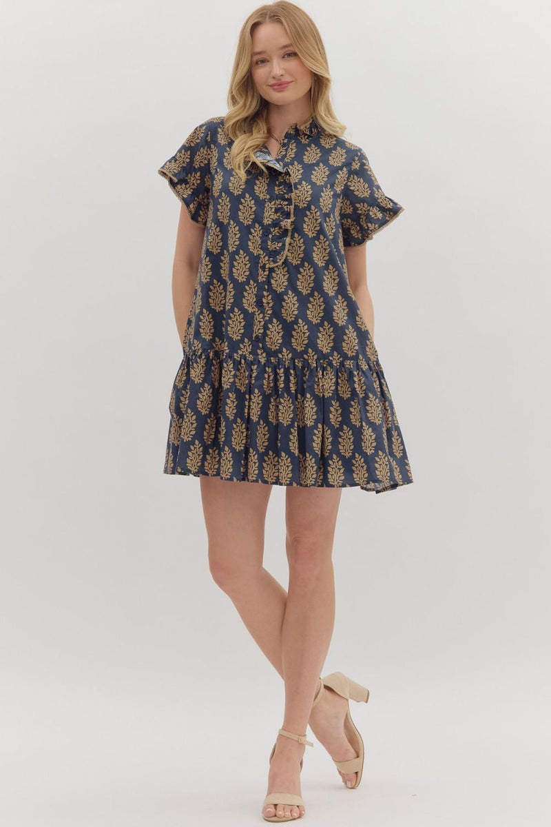 Blake Printed Mini Dress, Midnight