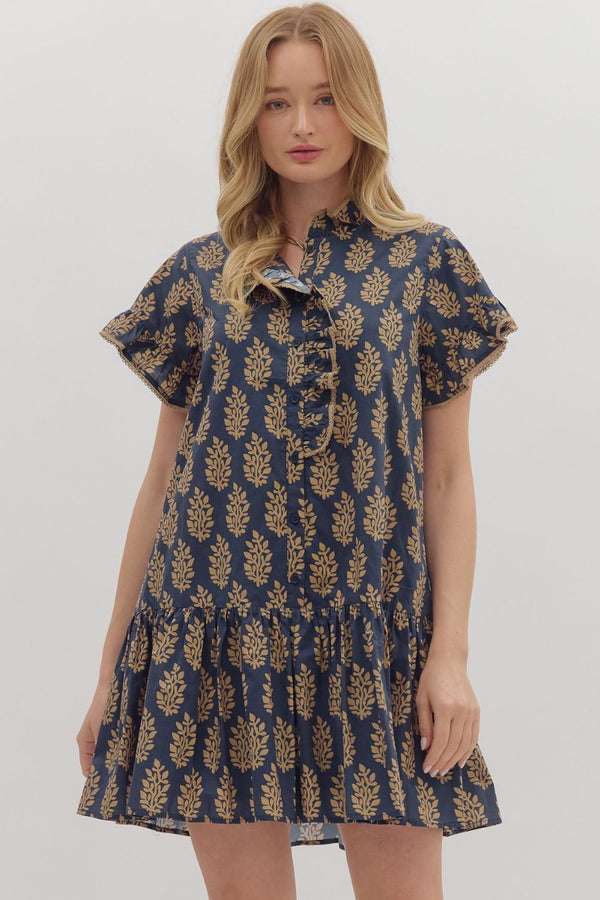 Blake Printed Mini Dress, Midnight