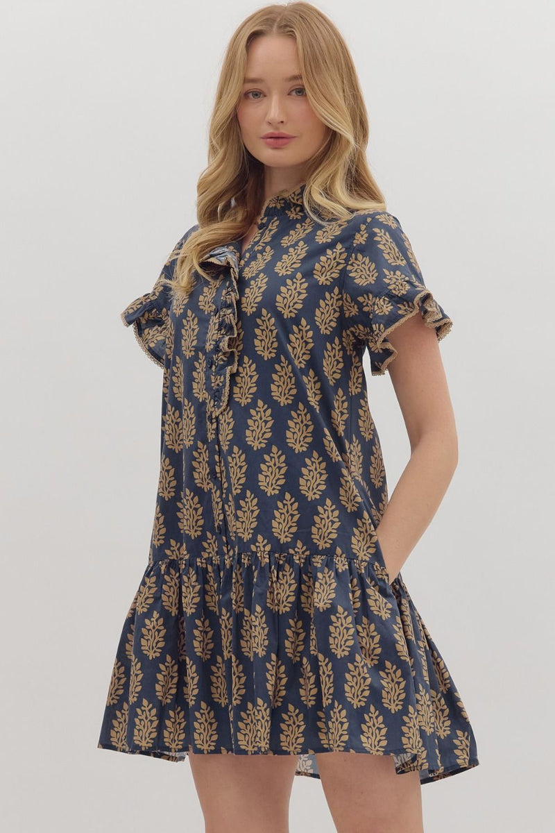 Blake Printed Mini Dress, Midnight