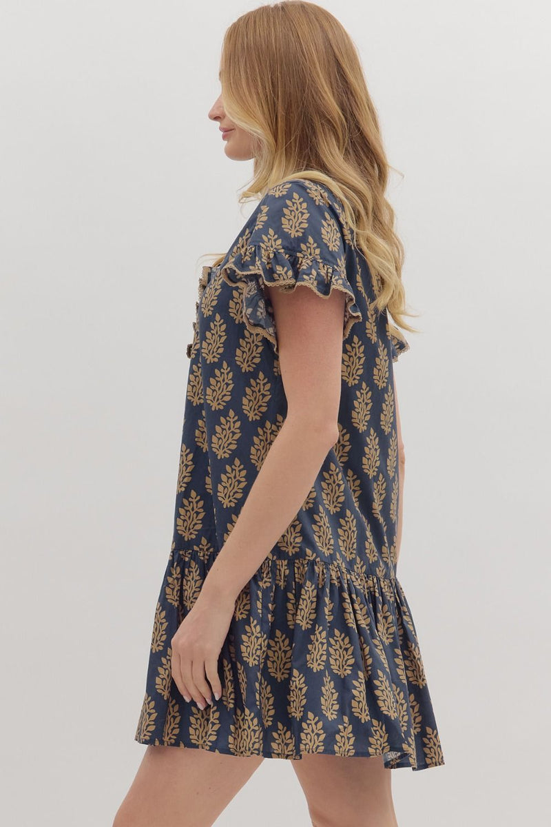 Blake Printed Mini Dress, Midnight