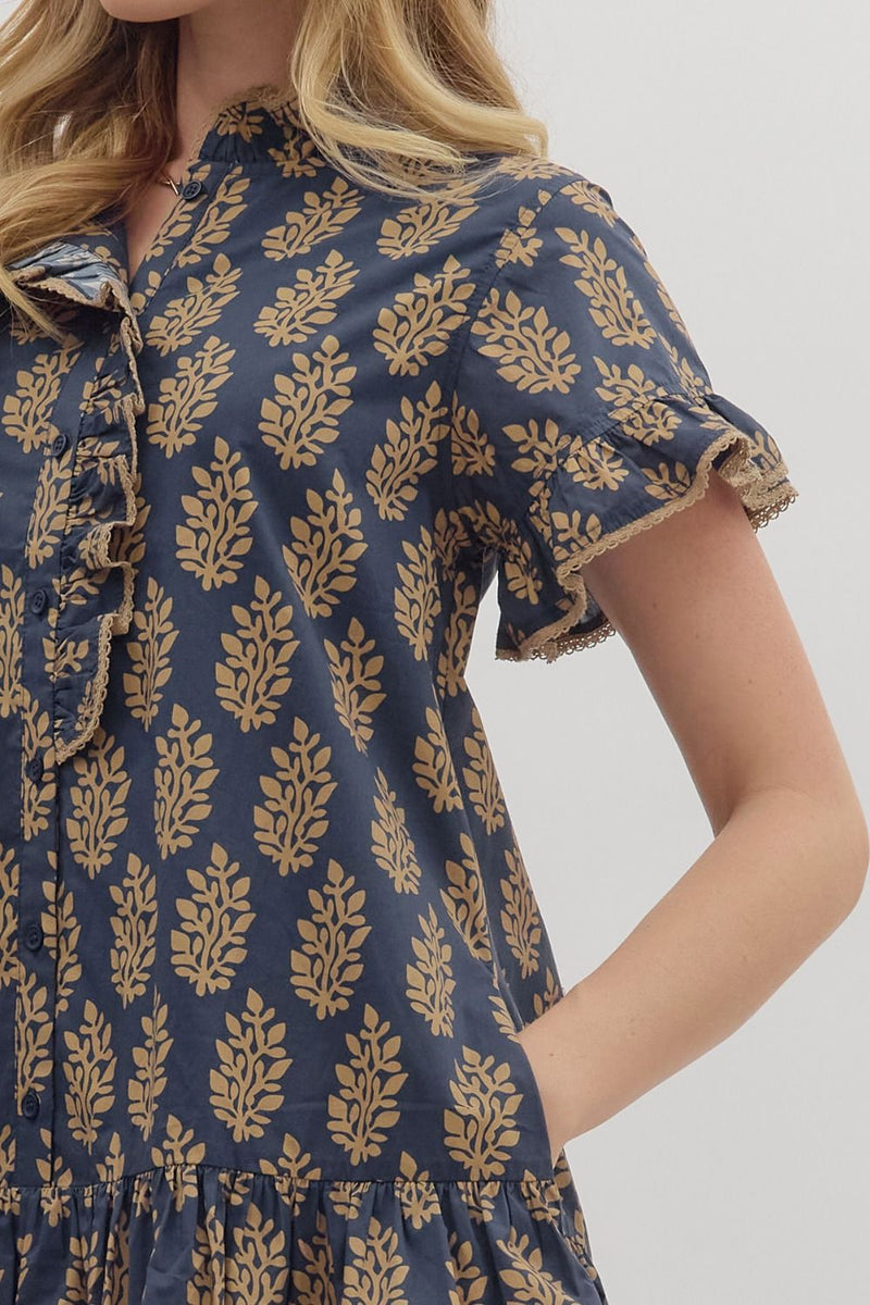 Blake Printed Mini Dress, Midnight