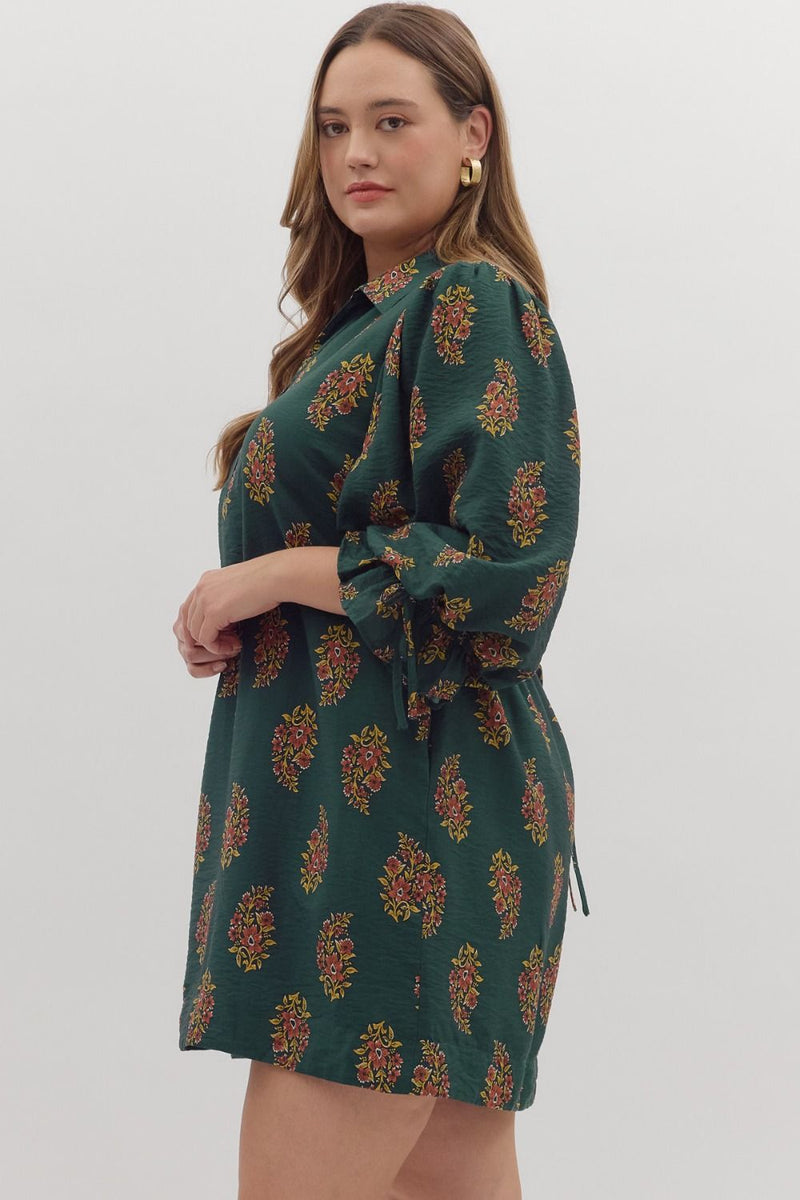 Parry Half Sleeve Mini Dress, Hunter Green | Plus Size