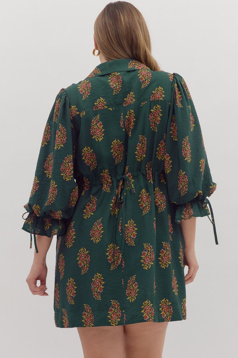 Parry Half Sleeve Mini Dress, Hunter Green | Plus Size