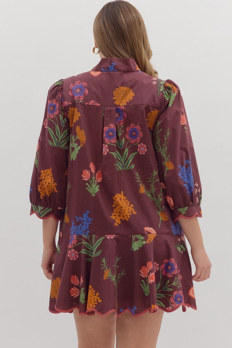 Mindi Scallop Hem Mini Dress, Plum | Plus Size