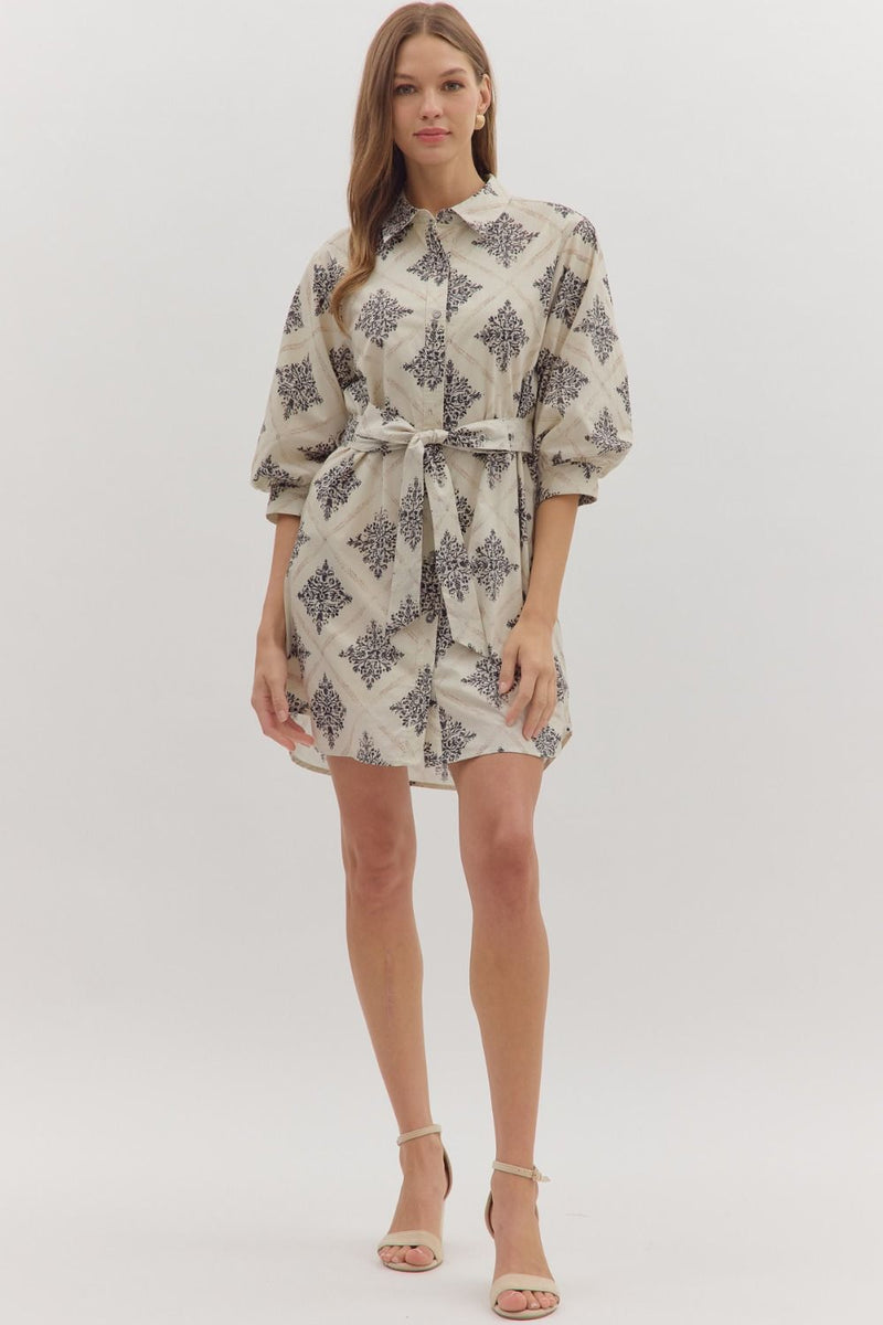 Holly Collared Mini Dress, Ecru