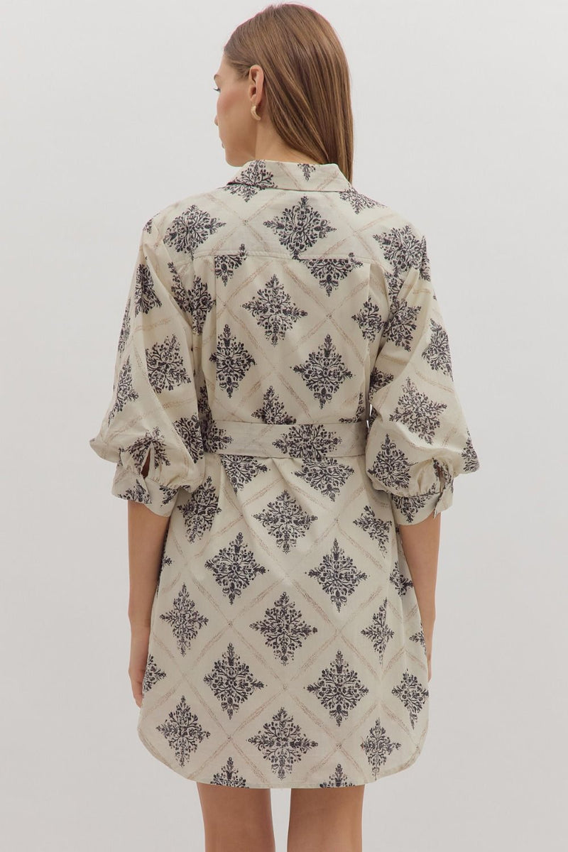 Holly Collared Mini Dress, Ecru