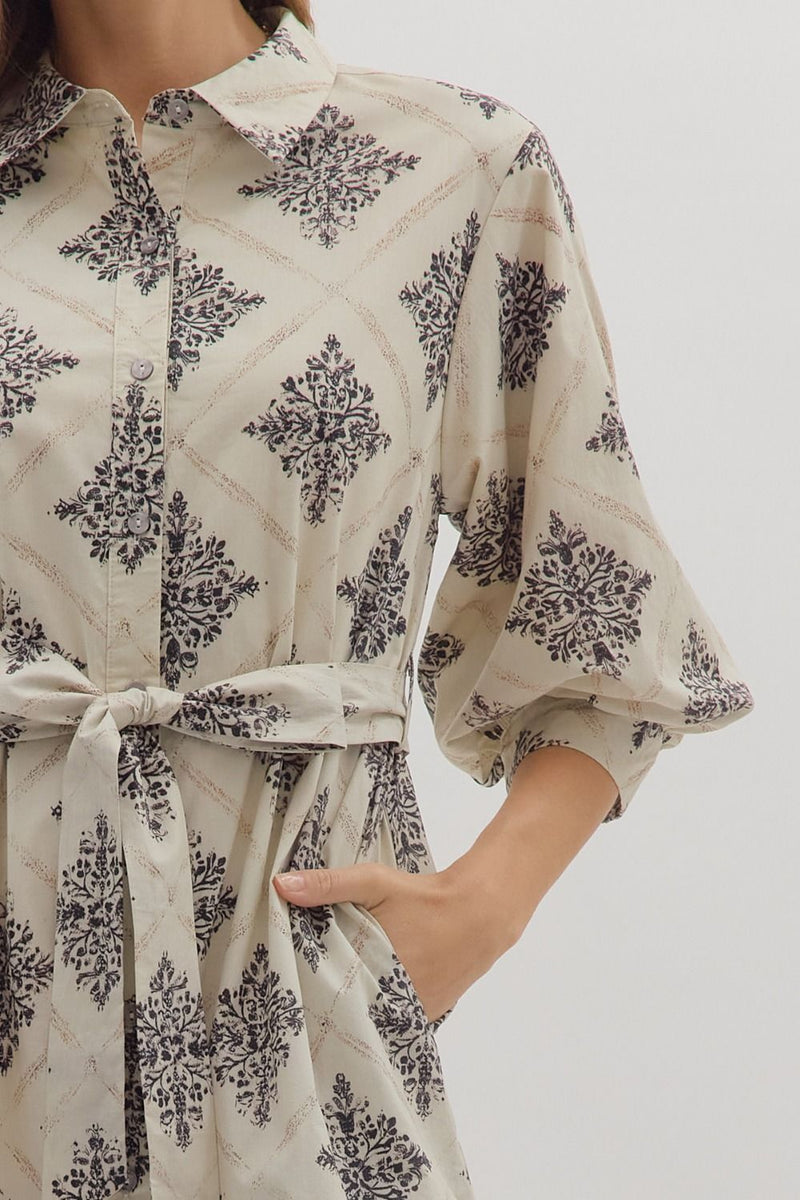 Holly Collared Mini Dress, Ecru