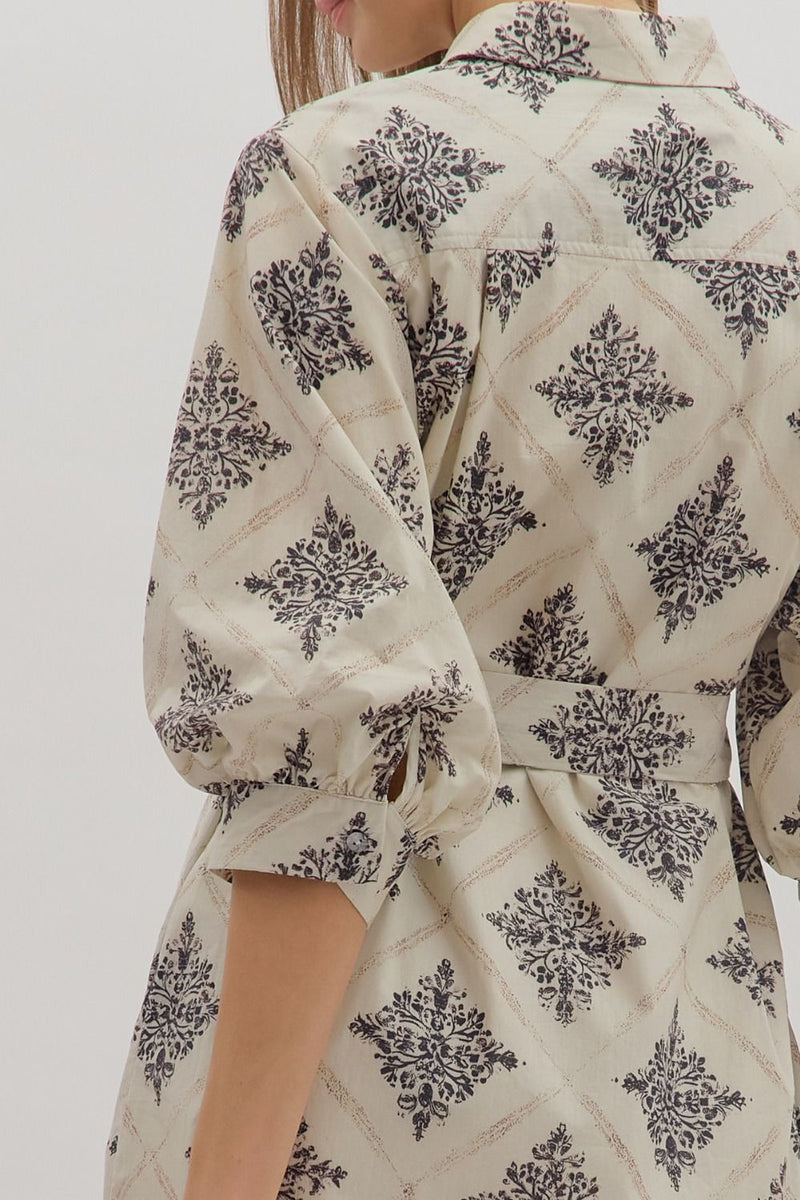 Holly Collared Mini Dress, Ecru