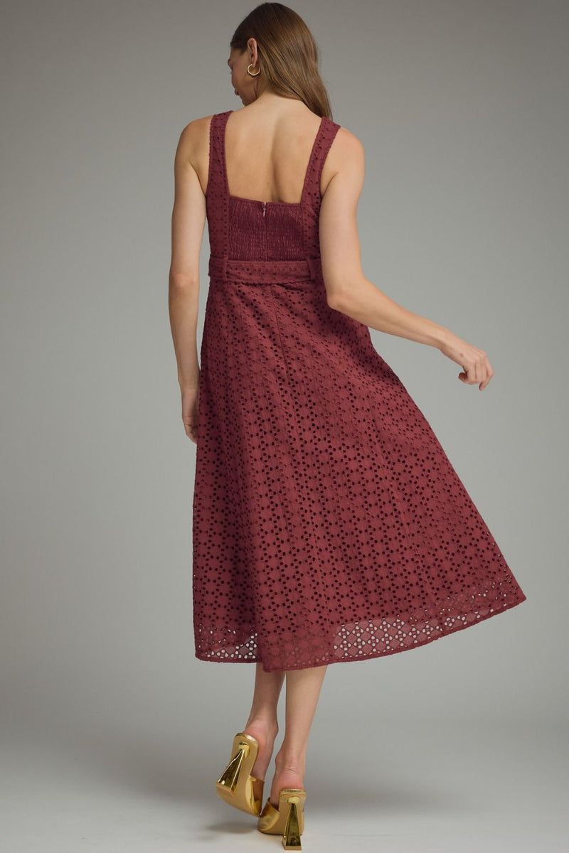 Saylor Lace Midi Dress, Burgundy – North & Main Clothing Company