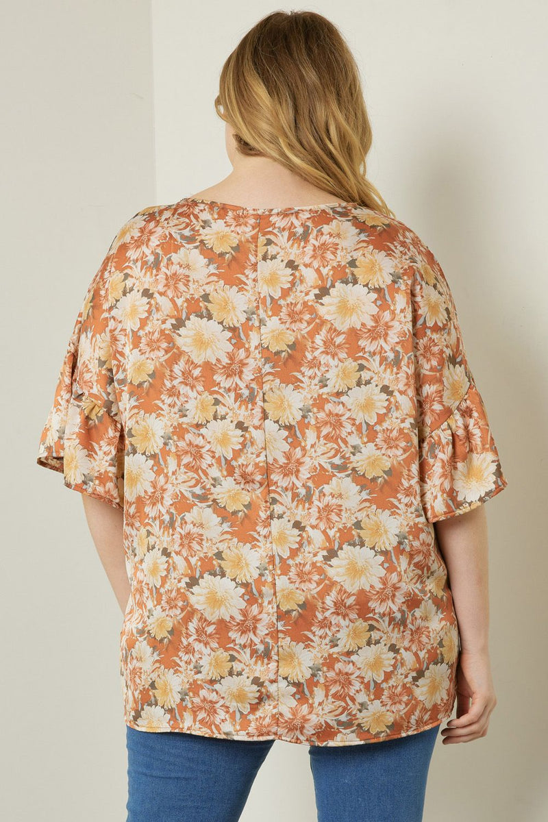 Fiona Floral Blouse, Rust | Extended Sizes Available