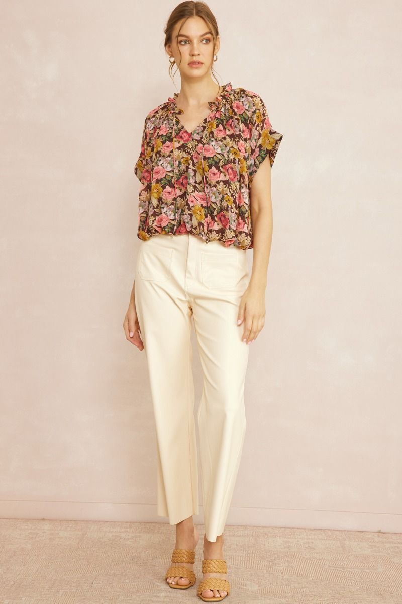 Frenzy Floral Blouse, Brown