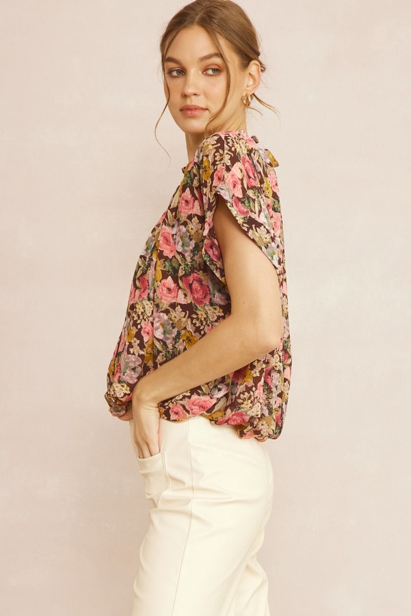 Frenzy Floral Blouse, Brown