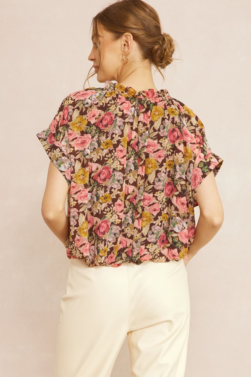 Frenzy Floral Blouse, Brown