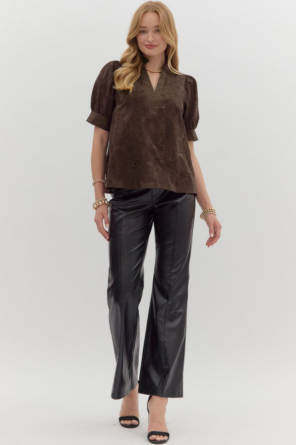 Georgia Floral Embroidered Blouse, Brown