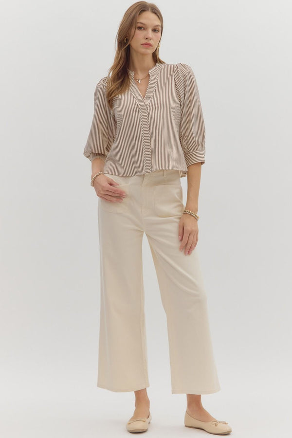 Hazel Striped Blouse, Brown