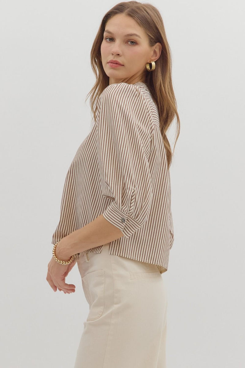 Hazel Striped Blouse, Brown