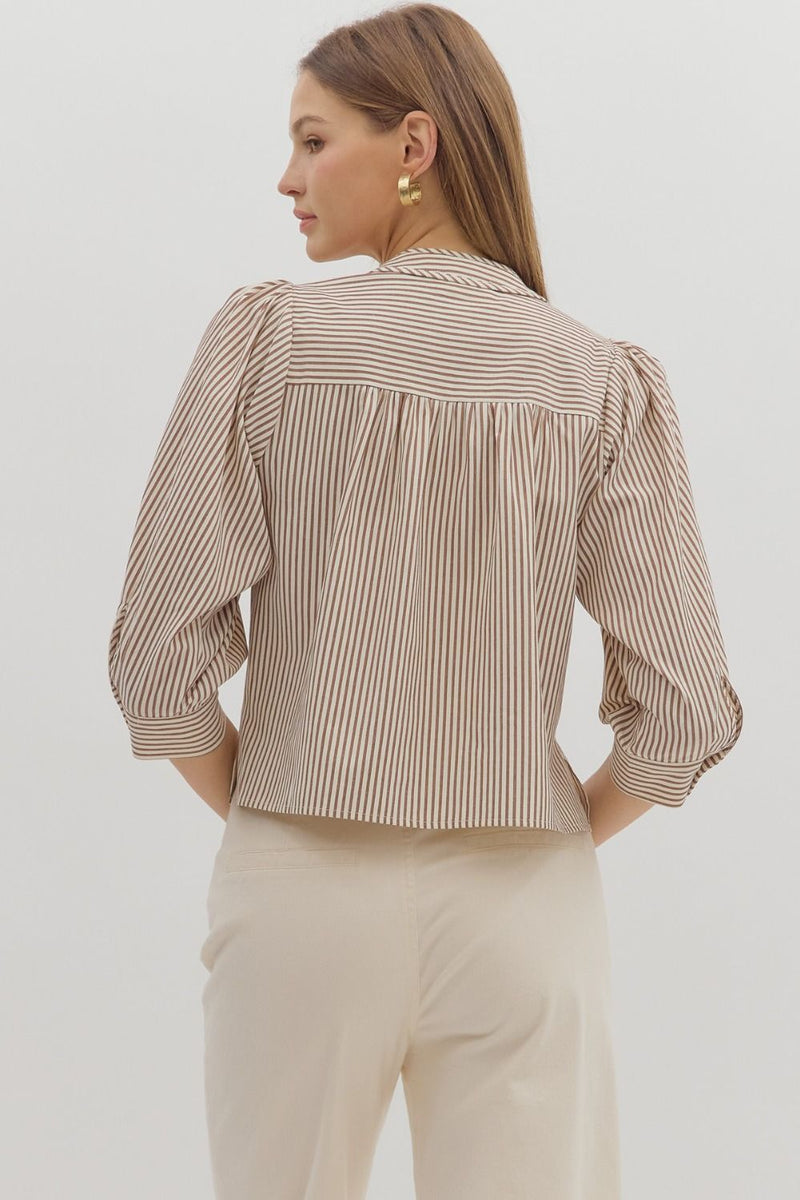 Hazel Striped Blouse, Brown