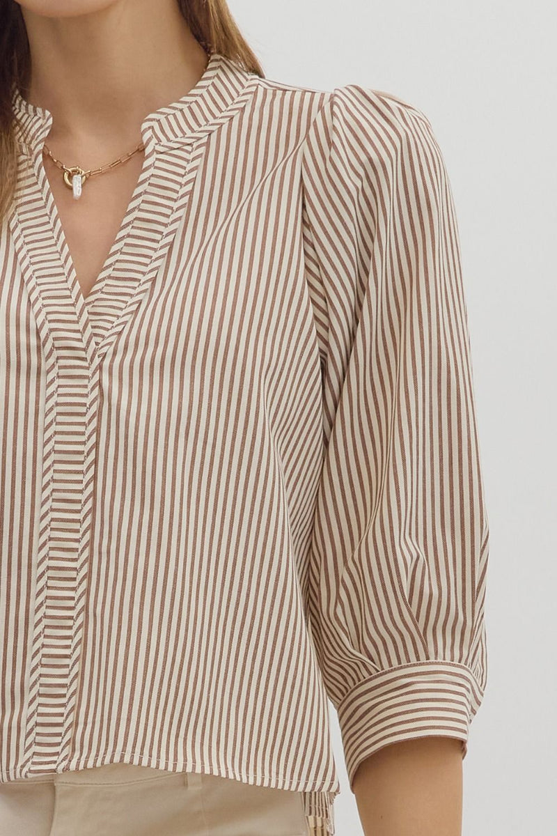 Hazel Striped Blouse, Brown
