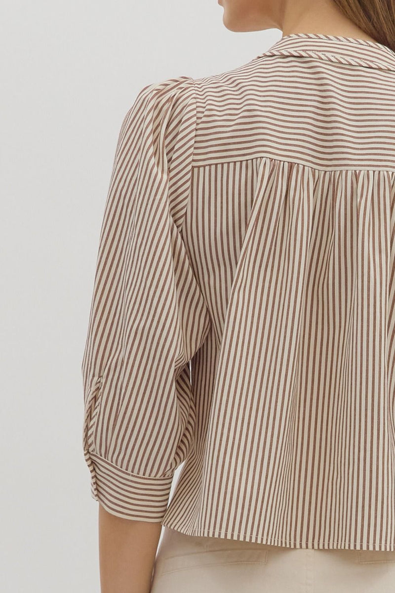 Hazel Striped Blouse, Brown