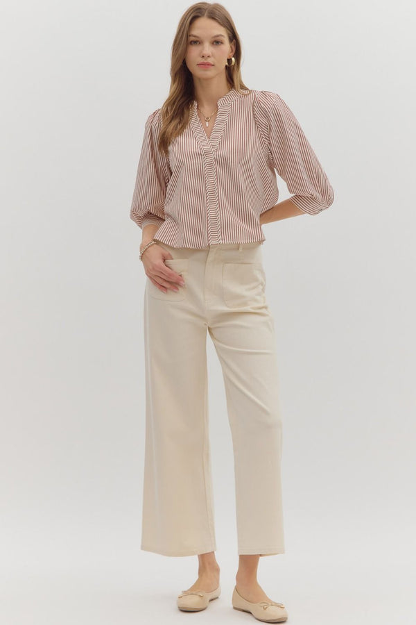 Hazel Striped Blouse, Rust