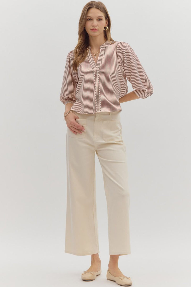 Hazel Striped Blouse, Rust