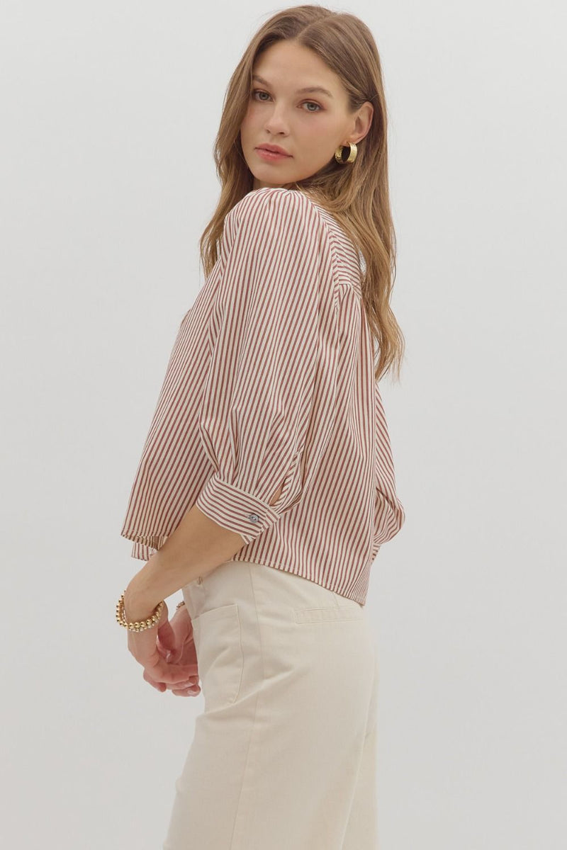 Hazel Striped Blouse, Rust