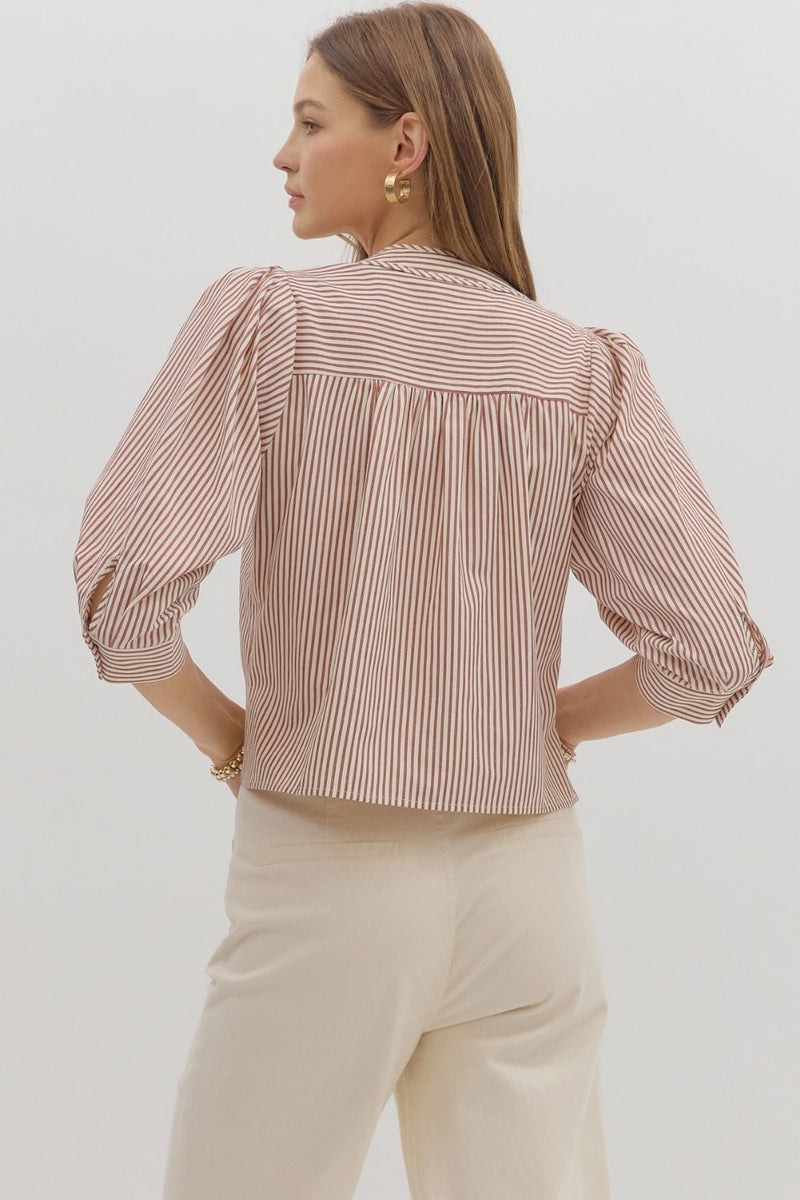 Hazel Striped Blouse, Rust