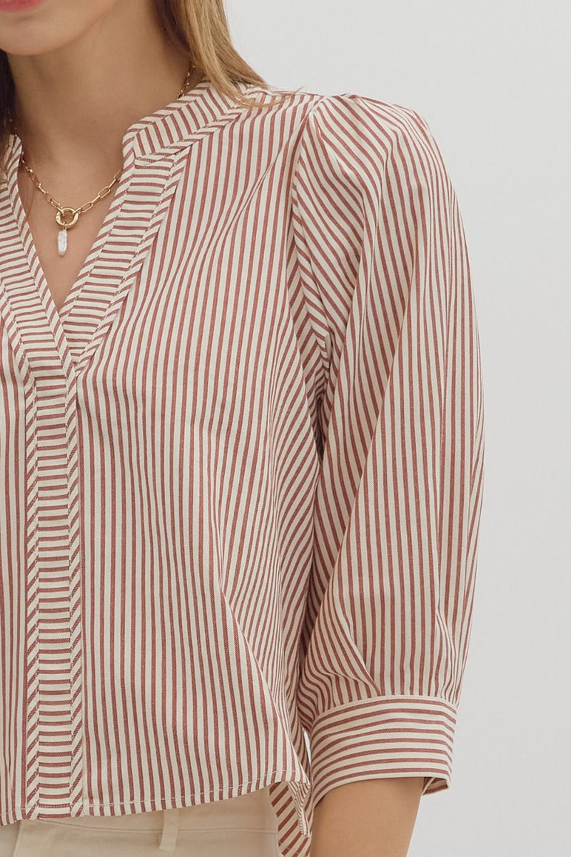 Hazel Striped Blouse, Rust