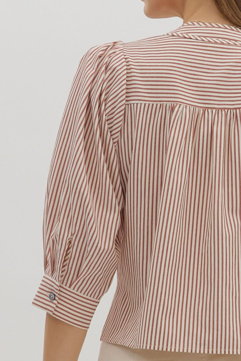 Hazel Striped Blouse, Rust