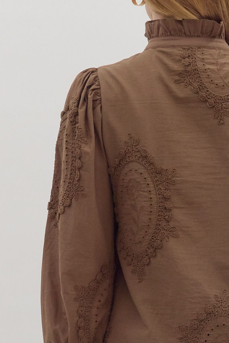 Ali Balloon Sleeve Blouse, Brown