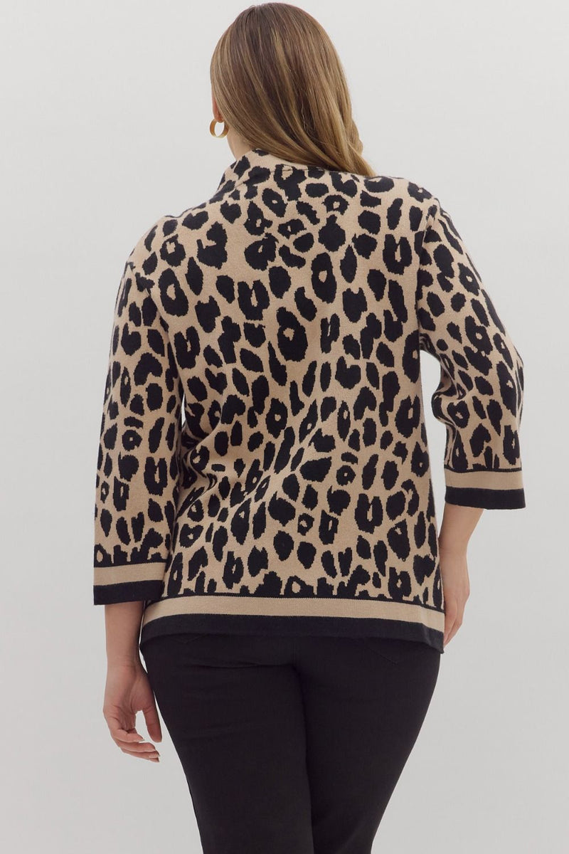 Monae Mock Neck Sweater, Leopard | Plus Size
